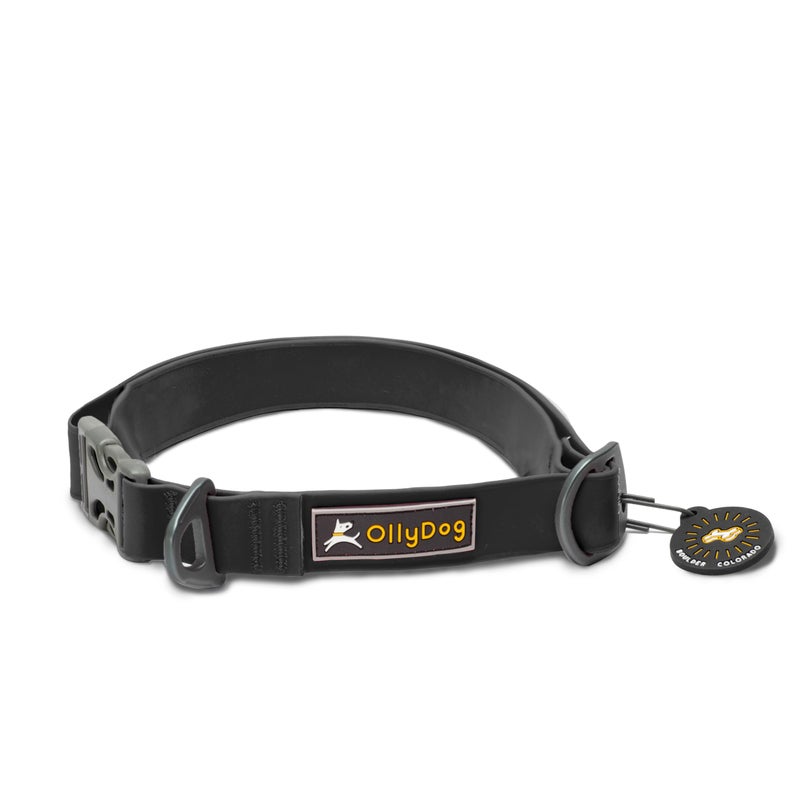OllyDog Tilden Collar, Waterproof Dog Collar with Quick Release Buckle, Coated Stink-Proof Webbing, Lightweight Collar for Large, Medium and Small Dogs (Medium, Black) - Image 1